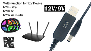 Cable USB multifunción de 5V a 12V, 9V, CC, 5,5x2,1mm, conjunto de potenciador, convertidor de potencia, para Router Wifi, lámpara de altavoz - Product Image 3