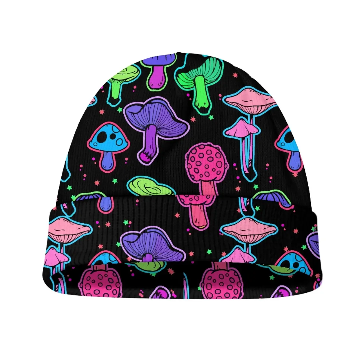 Psychedelic Plant Mushroom Print Kids Knitted Hat Outdoor Leisure Travel Warm Cold Hat Print on Demand Fall Winter Hat Atacado