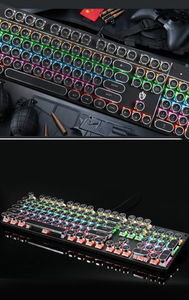Los mejores Teclados mecánicos para trabajar y jugar Teclado iluminado de ordenador para juegos Teclado de máquina de escribir retro con cable retroiluminado RGB - Product Image 5