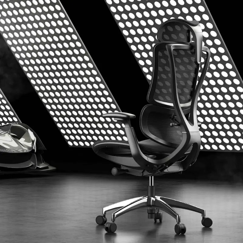 Silla de oficina ajustable de lujo de buena calidad, silla de oficina moderna ergonómica con base de aluminio y respaldo de malla