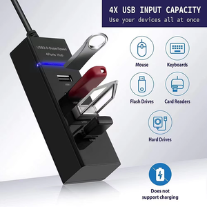 带发光二极管灯的多4端口USB 3.0集线器5gbps C型3.1 USB集线器2.0分路器扩展适配器，适用于电脑 - Product Image 5