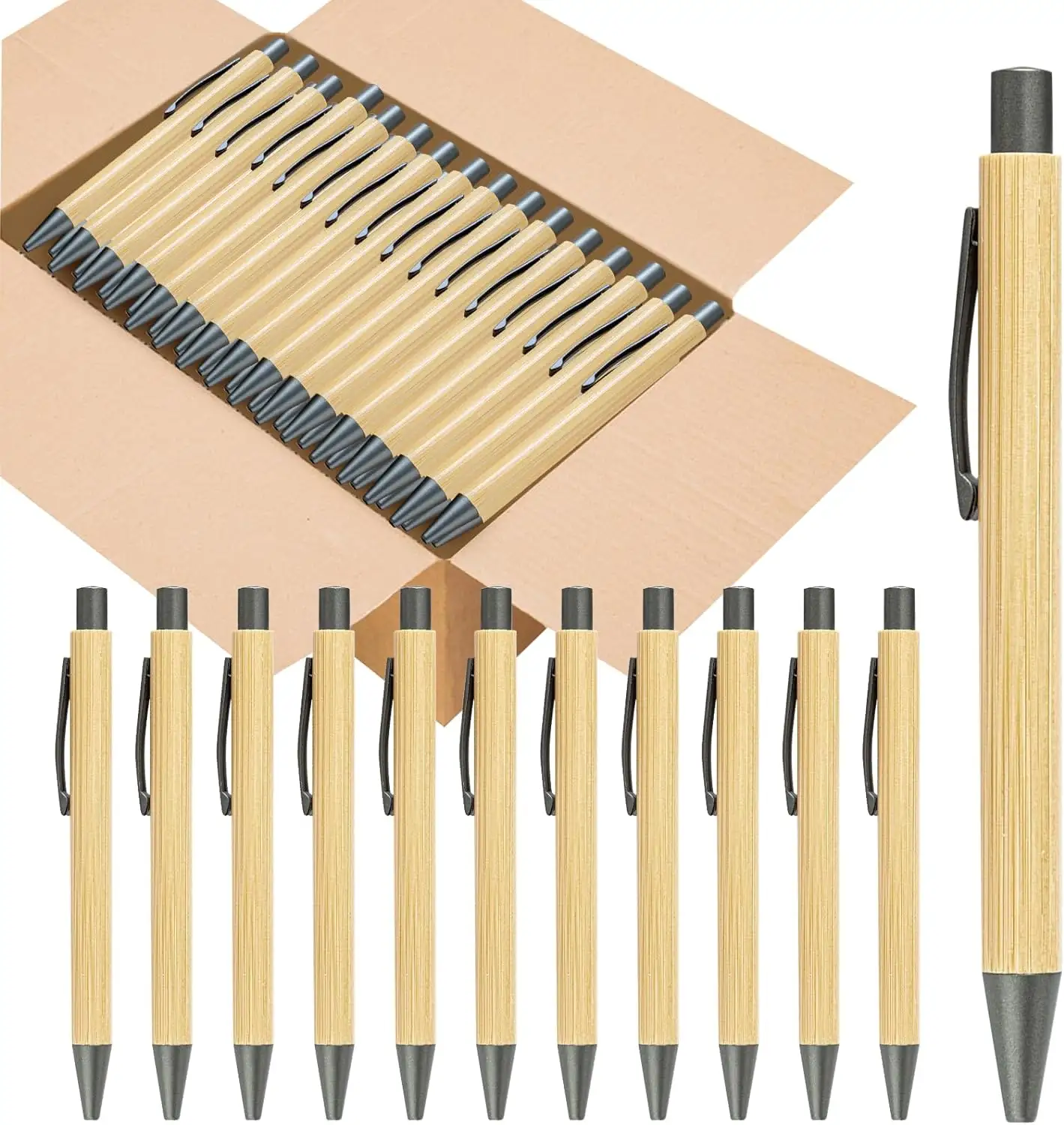 Nuevo diseño 2024 pluma de bambú de madera para estudiantes adultos maestros herramienta de estudio escolar