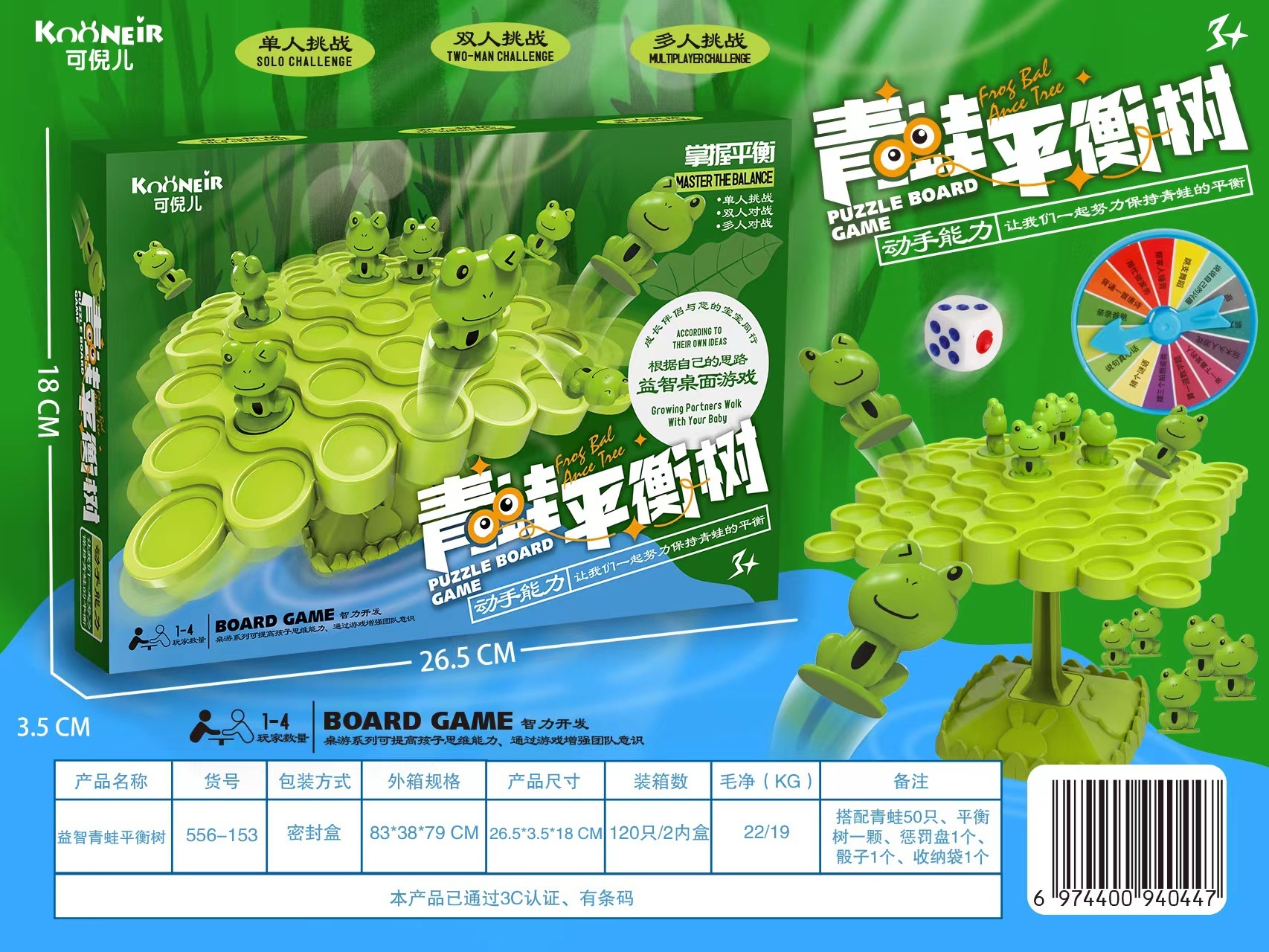 Caja verde rana equilibrada