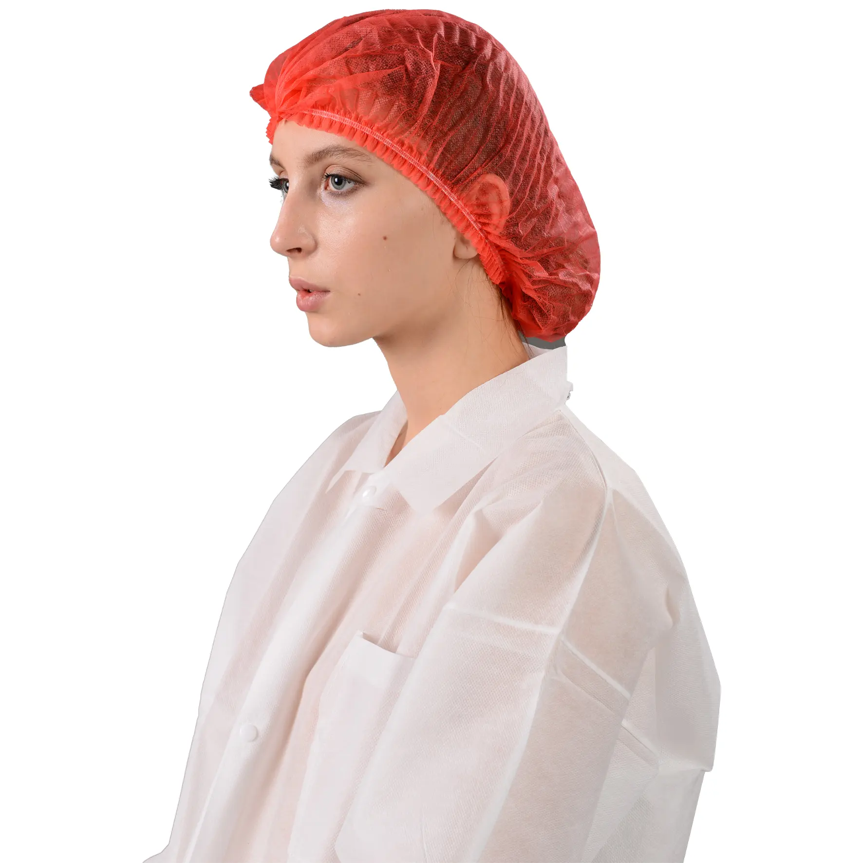 Gorra con Clip de tira no tejida desechable Bouffant Head Cover Hair Net Surgical Doctor Hat Round Mob Bar Cap