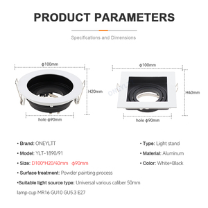 Modern DownlightAdjustable <strong>Led</strong> Spot Light GU10 G5.3 Die-Casting Alu White Black Square Recessed Glare-proof Downlight