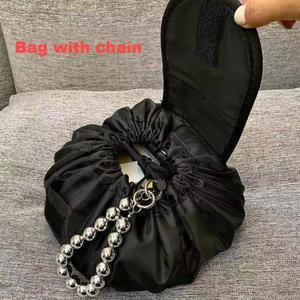 Moda taşınabilir büyük kapasiteli seyahat makyaj çantası tembel depolama kozmetik çantası İpli sihirli makyaj kılıfı pembe - Product Image 4