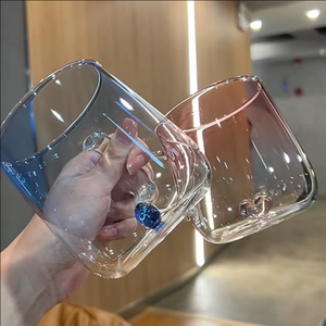 400ml Transparent High Borosilicate Glass <strong>Love</strong> <strong>Cup</strong> with 3D Gradient Color Mugs New Design for Coffee Hand Washed - Product Image 2