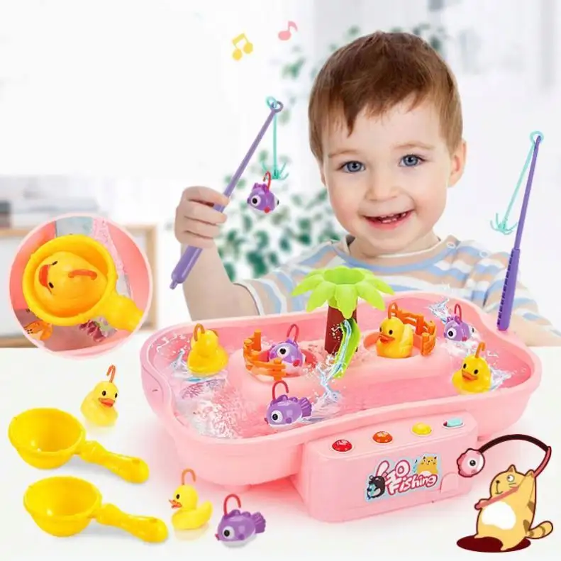Popular musical eléctrico de plástico para niños, juguetes de pesca, juego de juguetes interactivos para niños