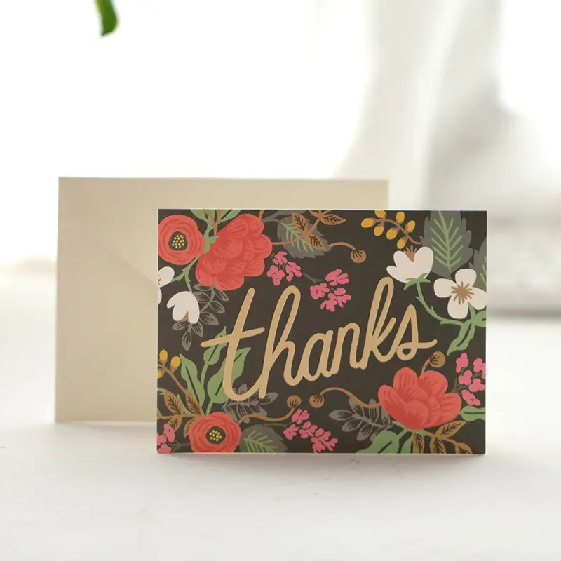 Großhandel Heißprägung Dankeschön-Karten Glückwunsch Geburtstag personalisierte Papierkarten kundenspezifische Geschenkkarten