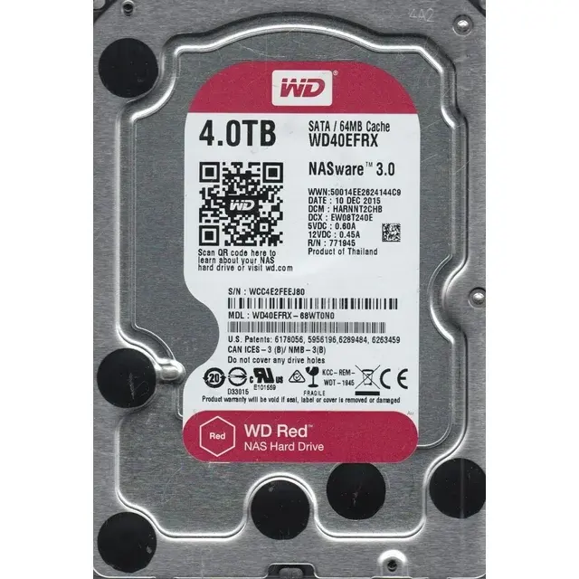 Western Digital 4TB WD Red Plus NAS Disco duro interno HDD - 5400 RPM, SATA 6 Gb \/s, CMR, 256 MB Cache WD40EFPX