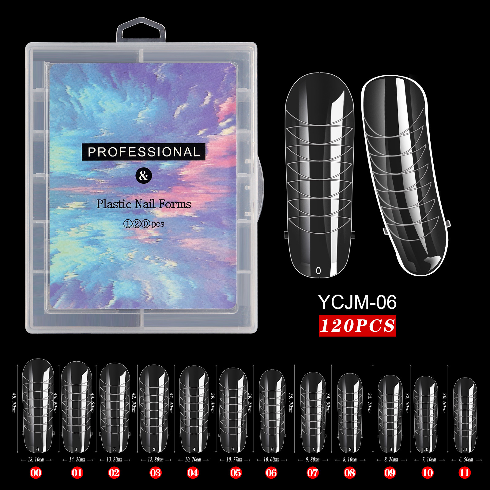 120 moldes de extensión para uñas con pegamento, modelo 06