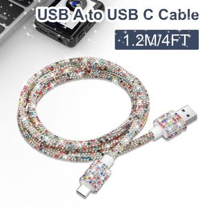 珠光钻石独特时尚设计通用串行总线转丙型快速充电线，适用于苹果安卓设备 - Product Image 3
