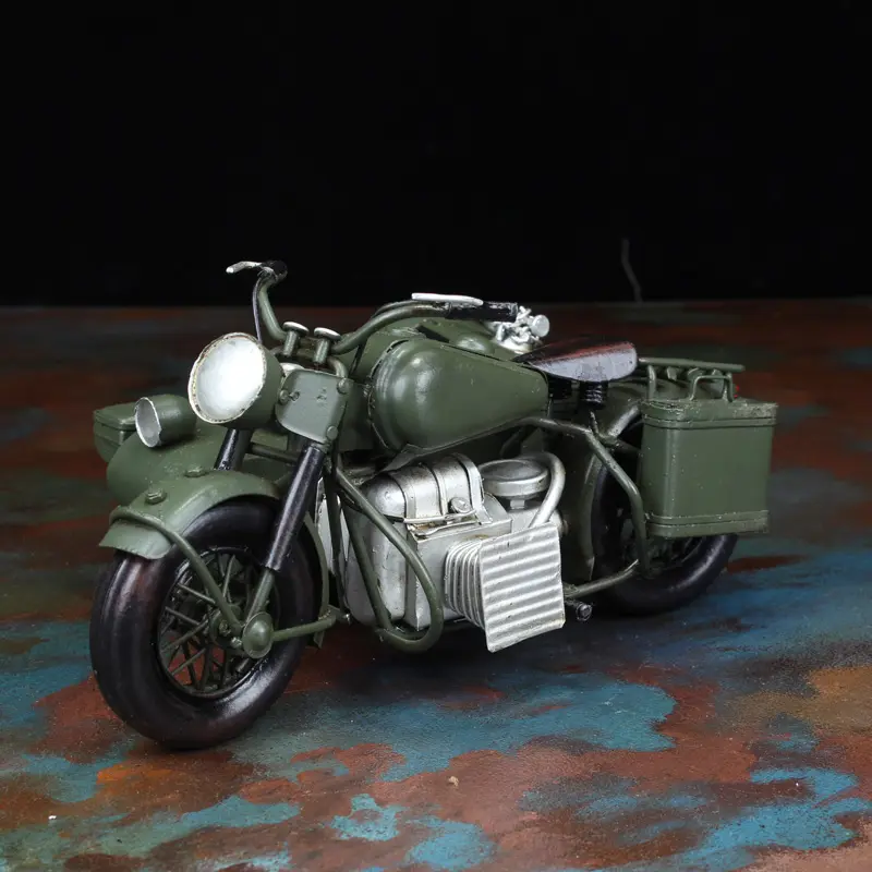 Fujin — modèle de moto de l'armée classique avec sidecar, artisanat fait à la main, décoration de table, cadeaux pour enfants