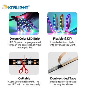 Ktrlight DC5V 5050 RGBIC WS2812 WS2812B 30 60 96 144LED/M LED RGB şeritler adresli piksel esnek LED şerit işık - Product Image 6
