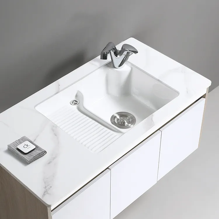 Gran oferta, lavabo de baño debajo del mostrador, lavabo de lavandería, lavabo con tabla de lavado, lavabo de bañera rectangular de cerámica