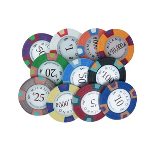 ชิปโป๊กเกอร์10กรัมสีจริง40มม. ดินเหนียวบริสุทธิ์พร้อมสติ๊กเกอร์ตัวเลข25ชิ้นต่อม้วนสำหรับเกมโต๊ะคาสิโน - Product Image 6