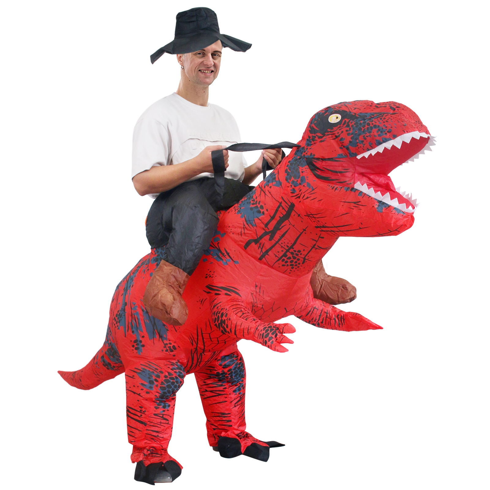 Tyrannosaure Rex à cheval rouge