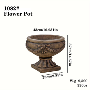 <strong>Large</strong> Vintage Cast <strong>Stone</strong> Flower <strong>Pot</strong> &amp; Roman Column Rust Finished for Garden Floor Planting &amp; Decor Safe Foam Wrap Delivery - Product Image 2