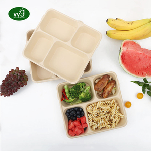 VVG çevre dostu biyobozunur compostable takeaway 2 3 4 bölme % yiyecek kutusu bambu hamuru kağıt kap çıkar - Product Image 2