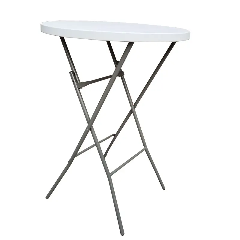 Yüksek kaliteli açık parti kiralama rahat yuvarlak katlanır masa taşınabilir bahçe beyaz yüksek Bar masası kokteyl masası