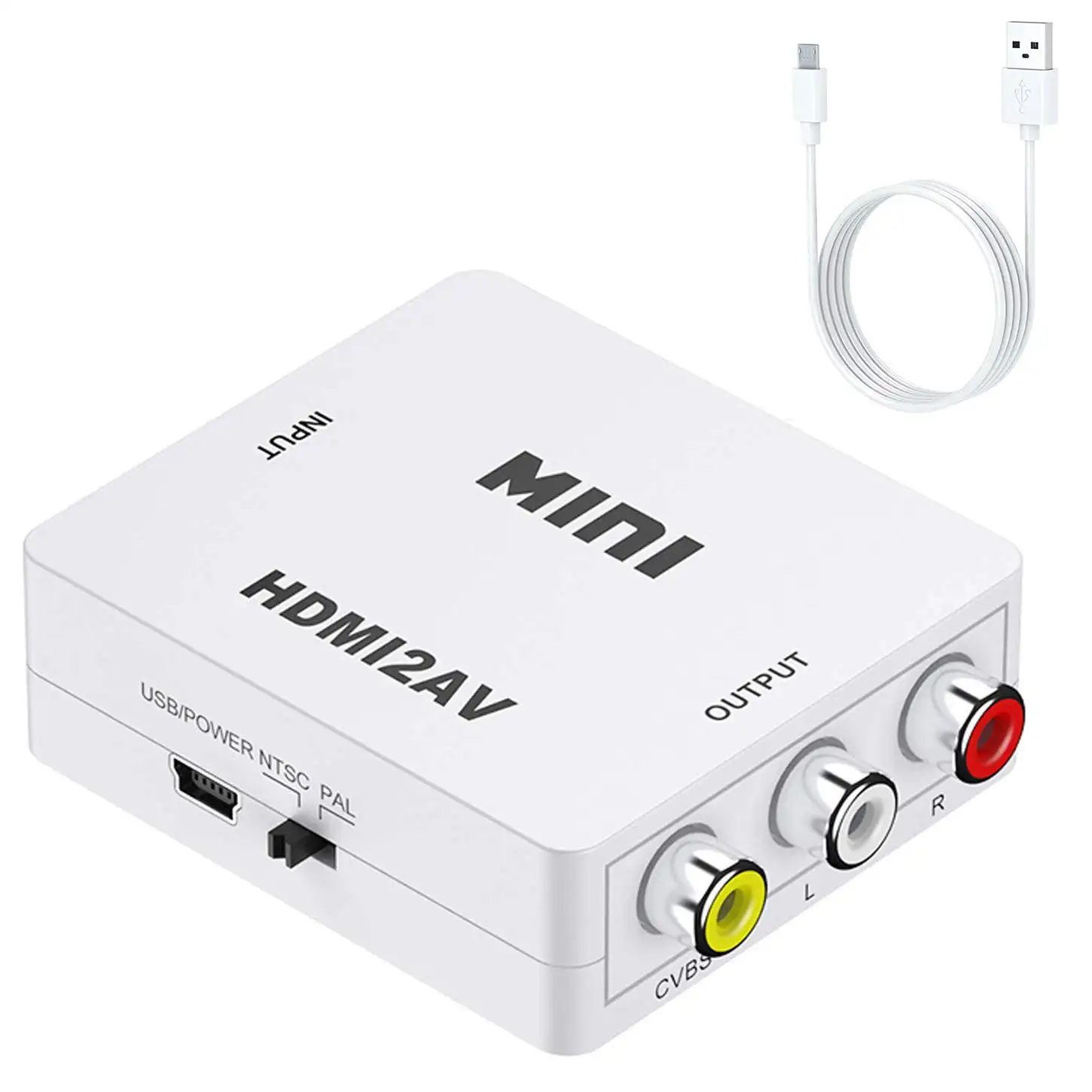 Werkseitig verkaufter Standard AV Cinch zu HDMI AV2HDMI White Box Retro HDMI Konverter Adapter