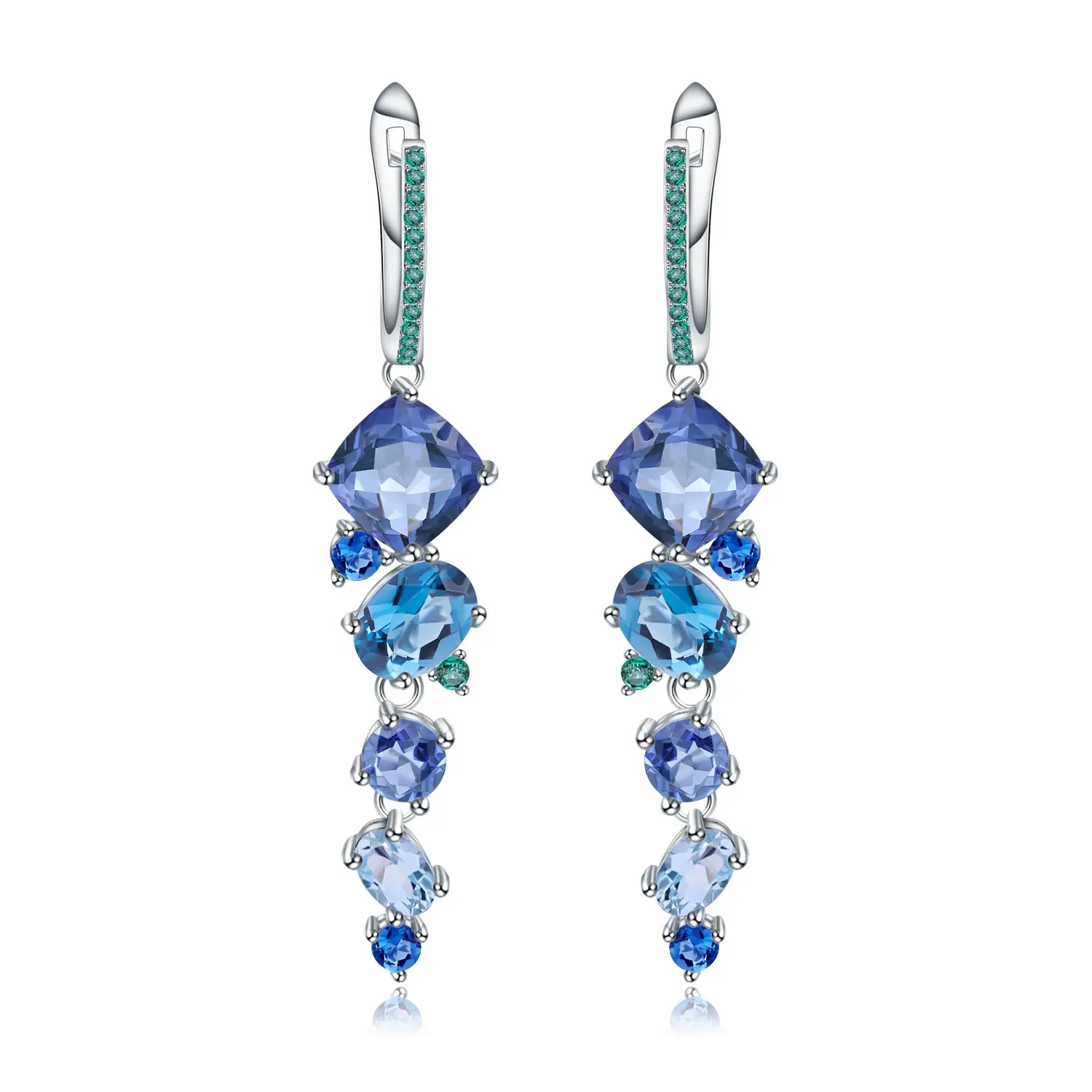 Pendientes de cuarzo azul Natural para fiesta de noche, joyería con piedras preciosas múltiples, Topacio azul cielo suizo, Lolita místico, venta al por mayor