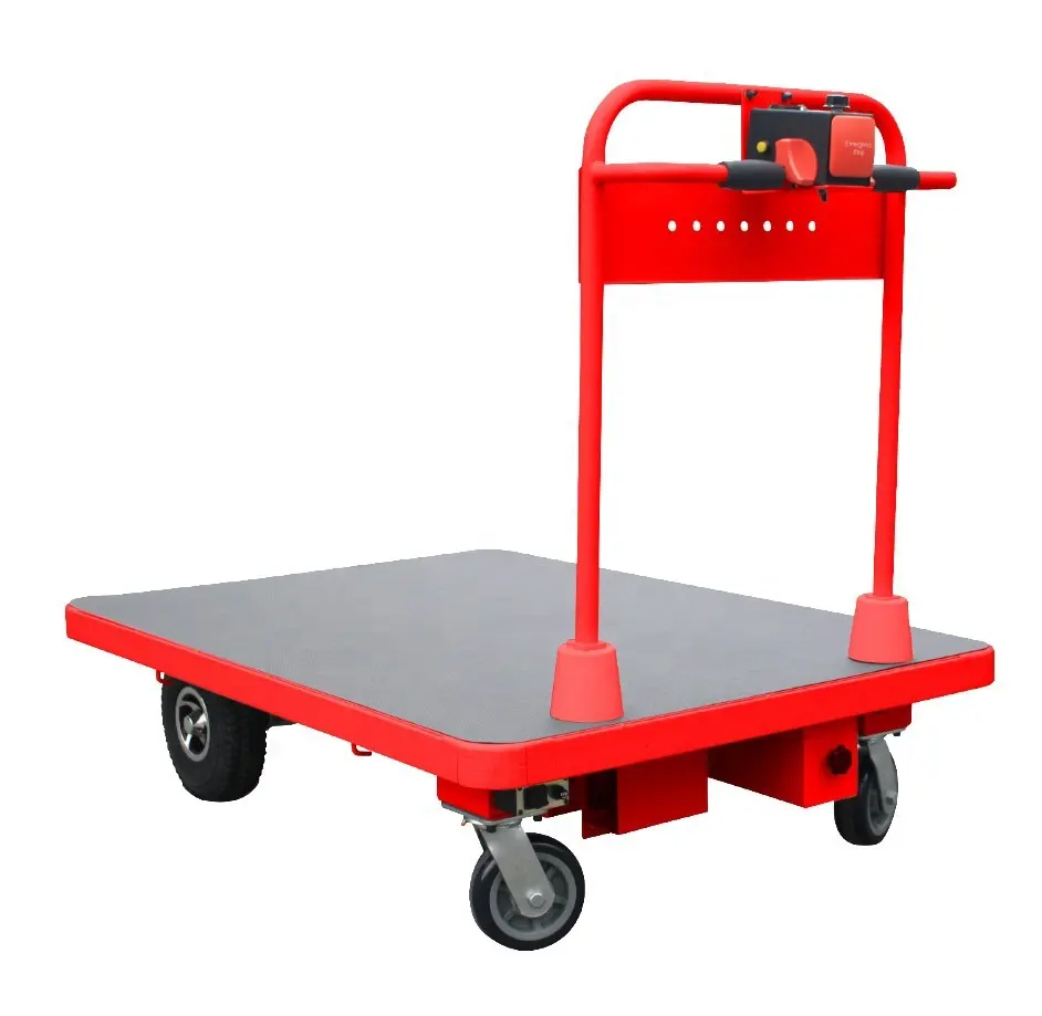 high quality 4 wheel hand trolley cart powered electric trolley cart with protect fence optional
