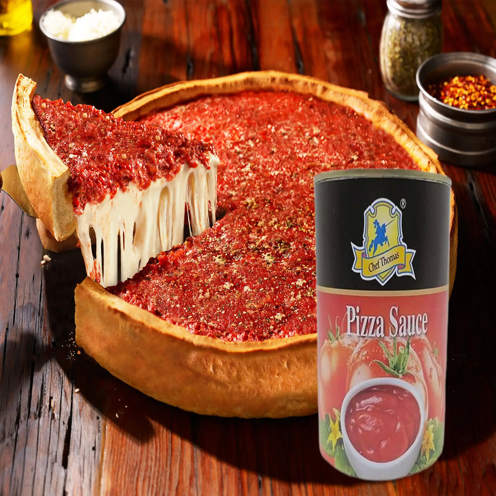 Venta al por mayor de fábrica, ingredientes orgánicos de excelente calidad, salsa de Pizza clásica de sabor intenso auténtico para cocinar