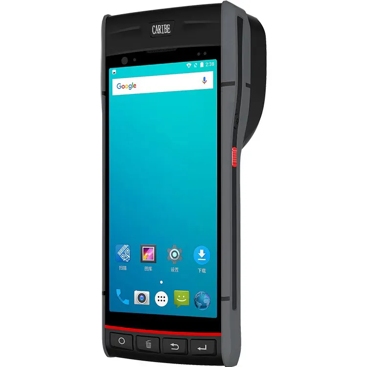 Caribe Android 8.1 sağlam kablosuz 1D 2D barkod tarayıcı PDA el terminali termal yazıcı