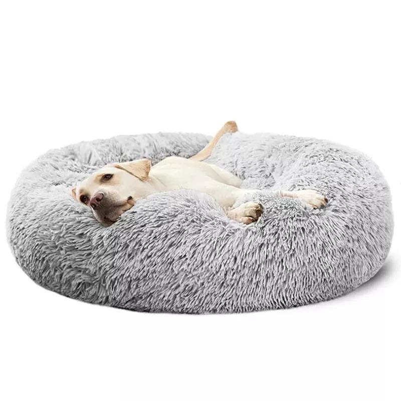 Saiji lit apaisant pour chat personnalisé ultra doux d'intérieur lavable en machine beignet orthopédique de luxe rond grand lit en peluche pour chien