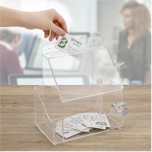 Acrylic Suggestion <strong>Box</strong> With Lock Wall Mounted Acrylic Donation <strong>Box</strong> with Sign Slot for Vote <strong>Coin</strong> Card Donation Bar School - Product Image 3