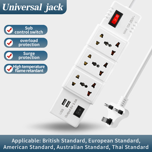 Regleta universal de 8 tomas de corriente con 2 puertos USB Control de interruptor individual Toma de extensión nominal 10A - Product Image 4