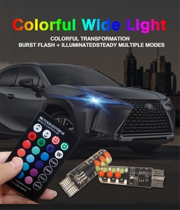 RGB T10 LED ışık ampul uzaktan kumanda RGB lamba araba için renkli geniş işık uzaktan kumanda Ace Ace aydınlatma LED - Product Image 5