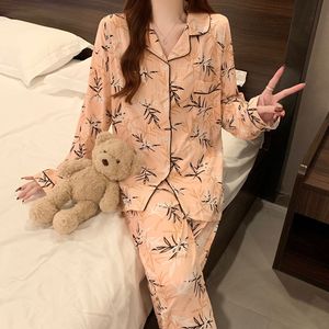 Spring Long Cardigan Pajama Sets for Women Floral Comfy <strong>Night</strong> <strong>Sleep</strong> 2-piece Set Home Wear