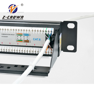 <strong>Patch</strong> <strong>Panel</strong> 19'' 1U Cat5e and Cat6 UTP 24 Ports with Keystone Jack Full Loading in Rack and Cable Connector Use