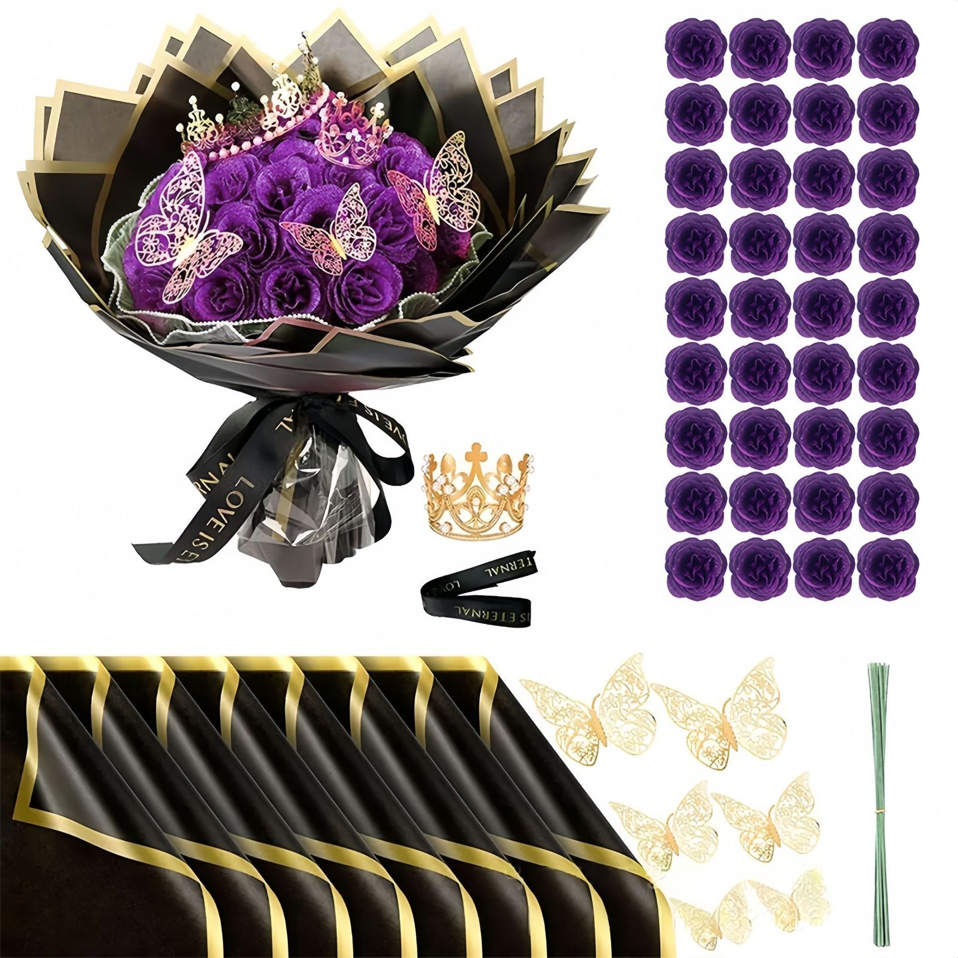 Corona de flores moradas estilo-36 flores