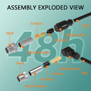 M12连接器8针Y码轨道交通网络信号工业公母防水插头焊接电缆连接器