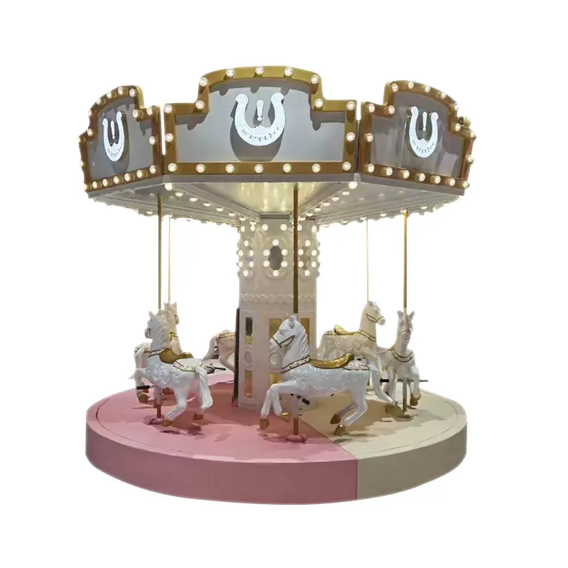 Parque de atracciones interior Kiddie Ride Merry Go Round Mini carrusel niños 6 jugadores Mini carrusel paseos a la venta