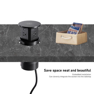 Enchufe emergente de isla de cocina neumática para el hogar, 4 salidas multifuncionales con salida de escritorio de carga inalámbrica - Product Image 5