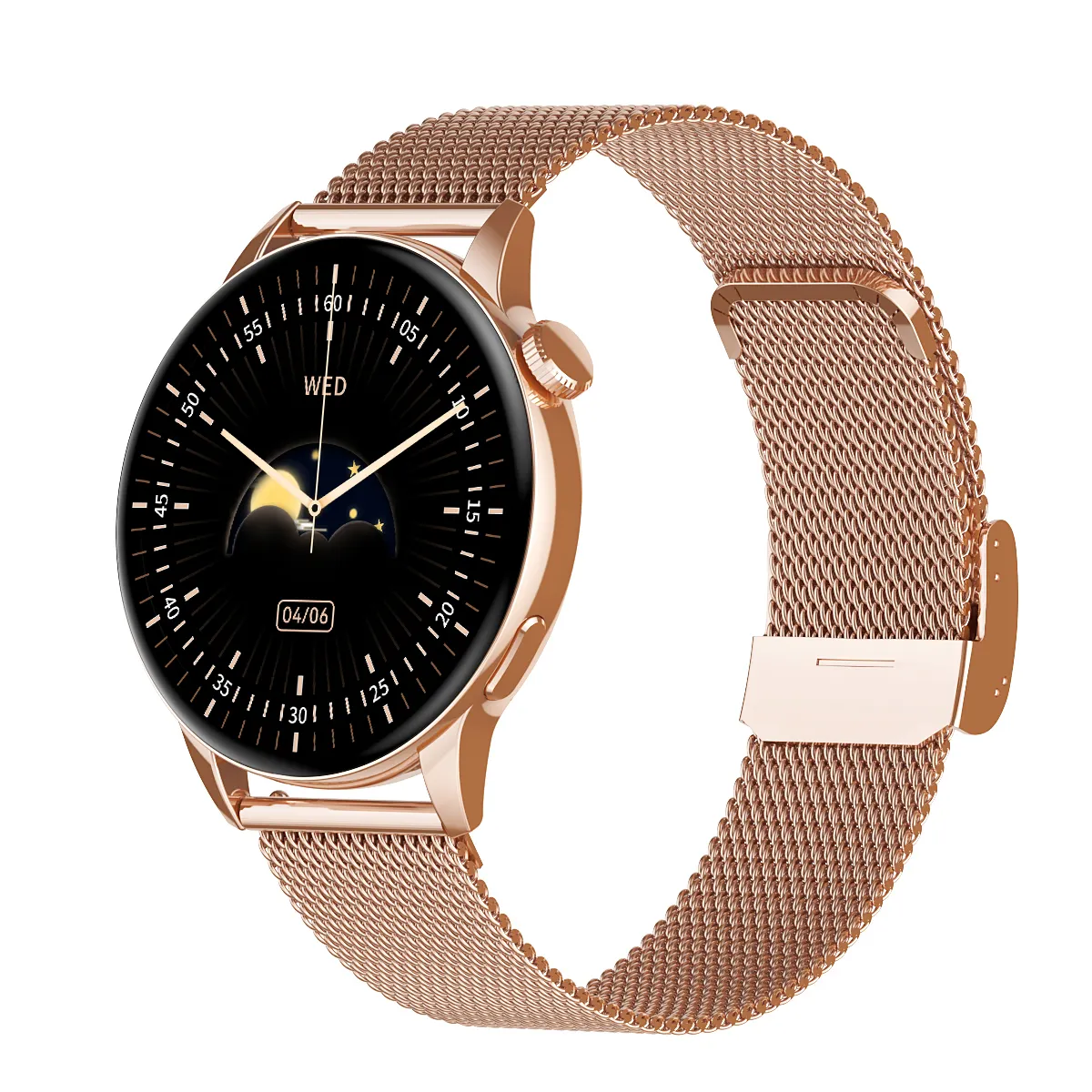 Reloj inteligente HD1 de alta calidad con esfera redonda Amoled Gold, reloj inteligente para niñas, reloj inteligente dorado con brújula para Mujer, resistente al agua, banda inteligente para Mujer