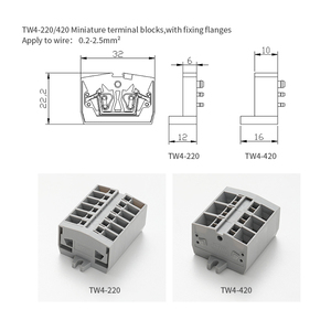 Pequeño espacio con bloque de terminales en miniatura Empuje en conectores de terminales de bloque de alambre - Product Image 3