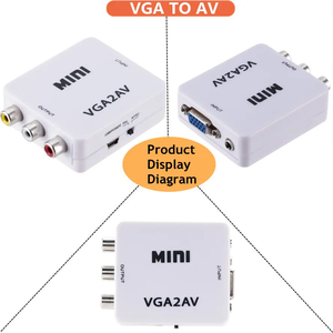 VGA至AV转换器适配器，带3.5毫米音频1080P VGA至RCA高清转换器，用于电脑至电视高清电脑至电视