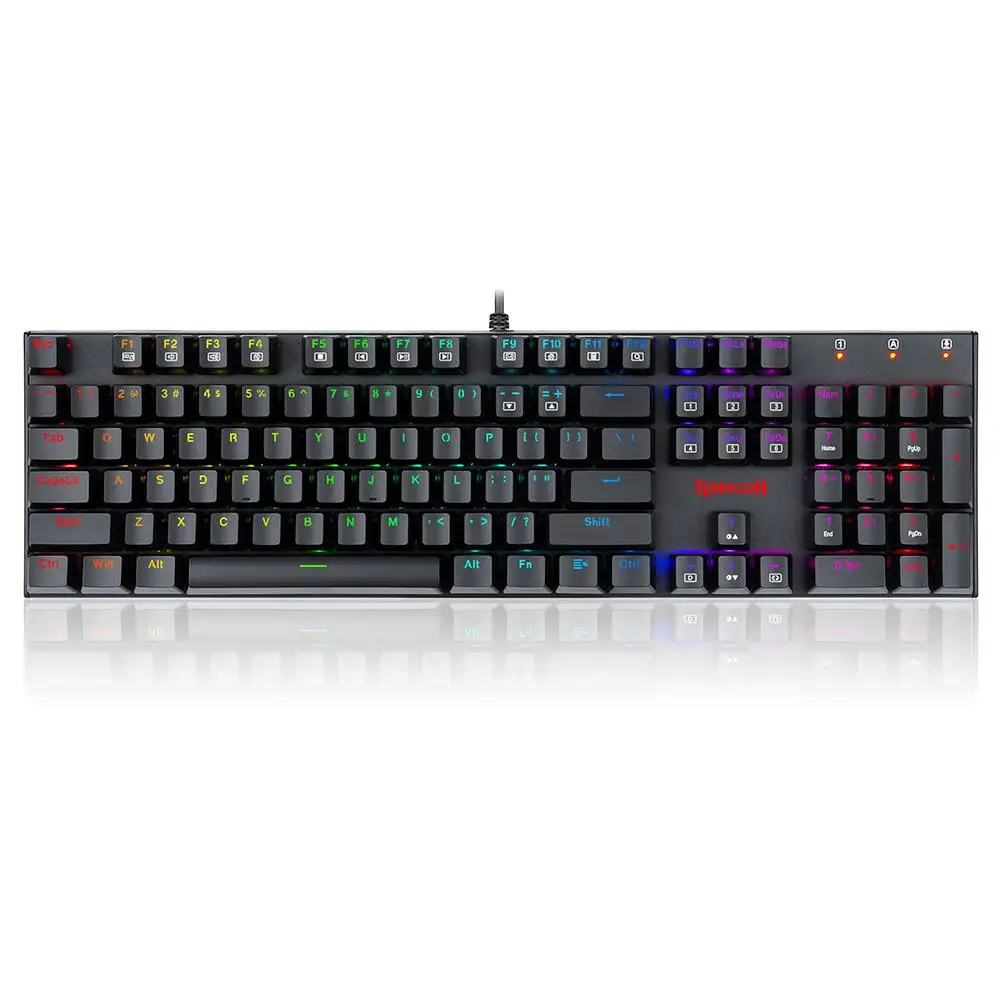 Redragon K565-RGB-Teclado mecánico para Juegos de oficina, dispositivo con cable USB, color rojo, retroiluminación RGB, 104 teclas, gran oferta