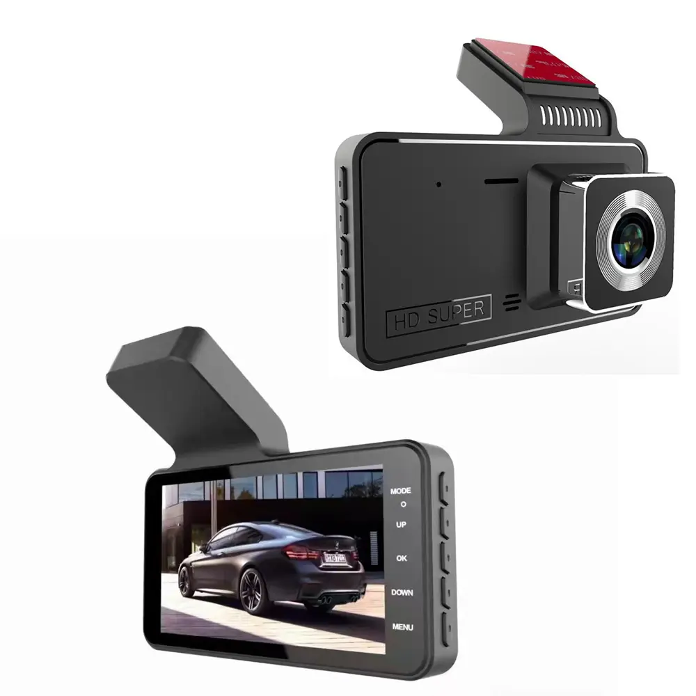 Câmera de ré dupla hd 1080p 4 polegadas, microfone gravação com visão noturna, câmera traseira para carro, caixa preta