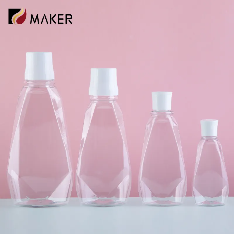 Personalizzato 80ml 200ml 300ml 500ml vuoto di diversa capacità trasparente Pet collutorio in plastica bottiglia di liquido per la cura orale