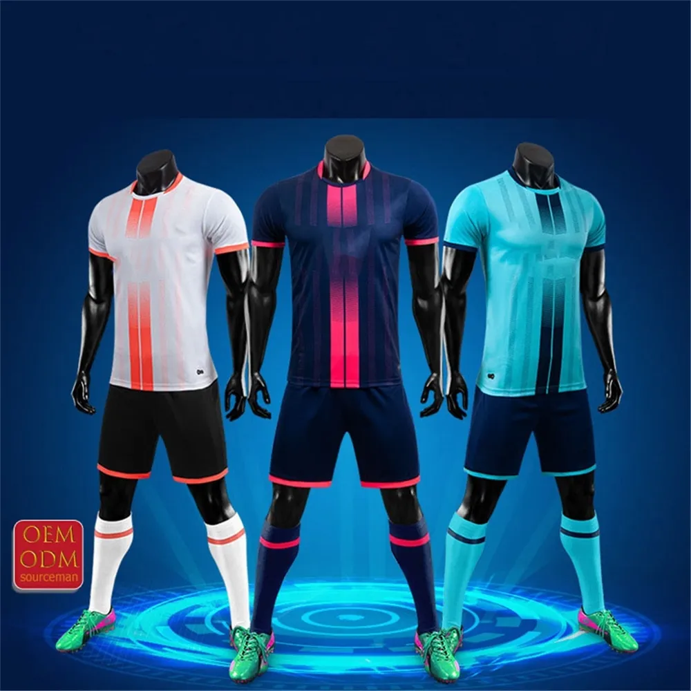 2022 High Quality New Football Training Mesh Vest Soccer Kit Maillot Foot En Gros 2021 Ensemble Maillot Football Rose Short Noir