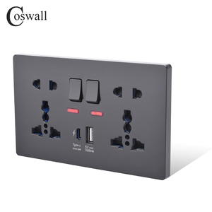 Coswall 13A doppia carica rapida interruttore di controllo 1 a1c 5V porta USB Smart presa di corrente 18W tipo C ricarica rapida universale presa a muro