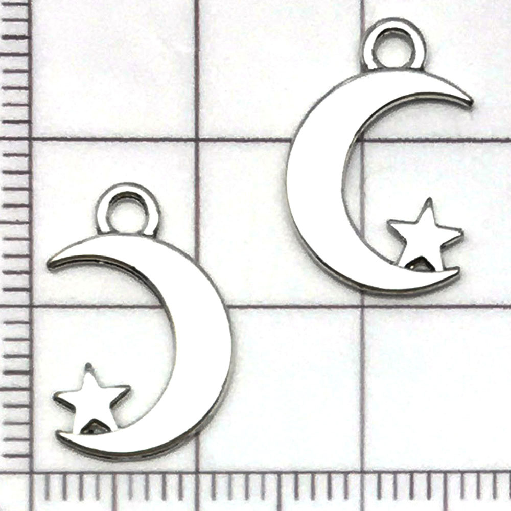 1 antique silver moon and star - 0.7g - 11*17mm - 8519
