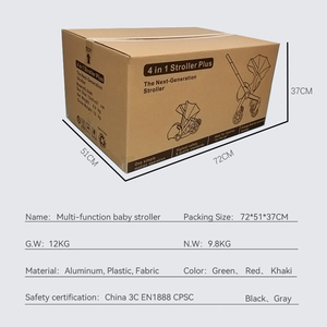 33 Xe đẩy trẻ em 4 trong 1 sang trọng có thể gập lại hệ thống du lịch đa chức năng với dây an toàn năm điểm cho 3 tuổi - Product Image 6