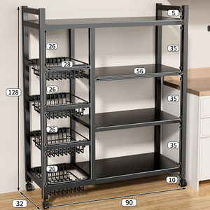 Personalizado Metal Cozinha Organização Prateleiras Frutas Vegetais Armazenamento Racks Floor-Standing Acessórios Armazenamento Solução
